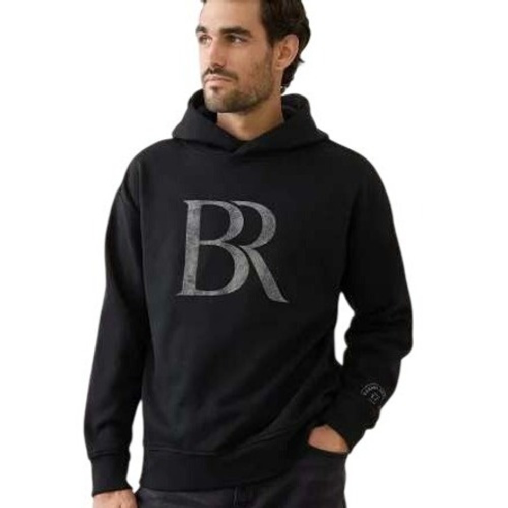 Banana Republic Factory Unisex Insulated Logo Pullover Hoodie Black Size Large